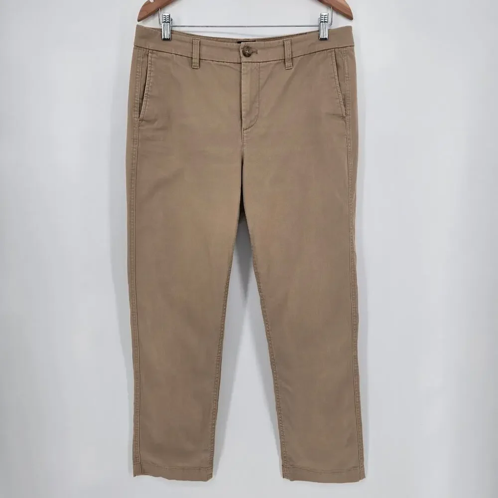 J.Crew Factory High-Rise Girlfriend Chino Size 10 Tan Khaki Cotton Stretch